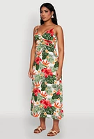 Womens Airy Tropical Floral Empire Waist Dress, Multi, Size XL
