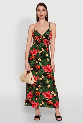 Womens Airy Tropical Floral Print Empire Waist Dress, Multi, Size XL