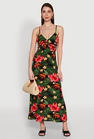 Womens Airy Tropical Floral Print Empire Waist Dress, Multi, Size XL