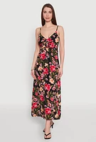 Womens Airy Floral Empire Waist Maxi Dress, Black, Size L