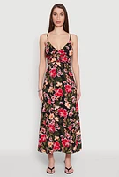 Womens Airy Floral Empire Waist Maxi Dress, Black, Size L