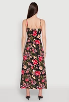 Womens Airy Floral Empire Waist Maxi Dress, Black, Size L