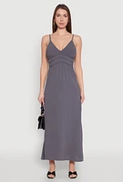 Womens V Neck Empire Waist Maxi Dress, M