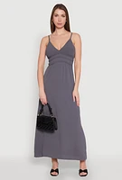 Womens V Neck Empire Waist Maxi Dress, M