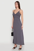 Womens V Neck Empire Waist Maxi Dress, M