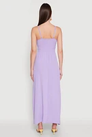 Womens V Neck Empire Waist Maxi Dress, Purple, Size M