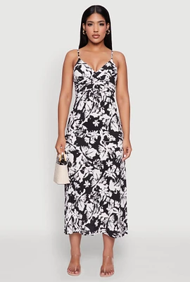 Womens Sleeveless Empire Waist Dress with V Neck, Multi, Size S