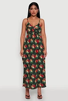 Womens Floral Print Smocked Back Bustier Dress, Multi, Size L