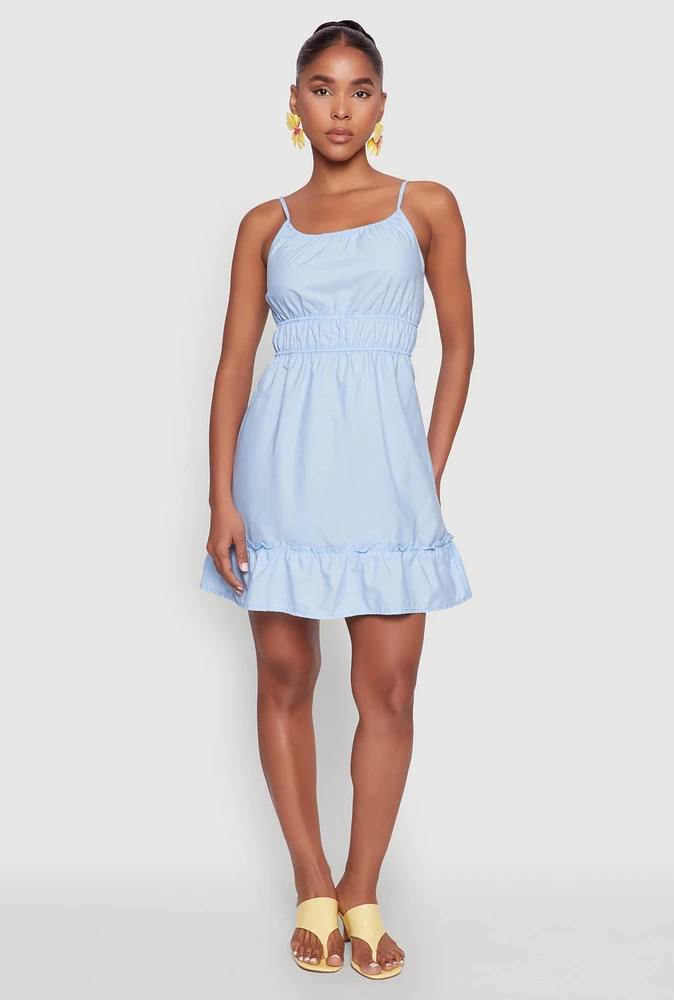 Womens Spaghetti Strap Empire Waist Mini Dress,