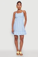 Womens Spaghetti Strap Empire Waist Mini Dress,