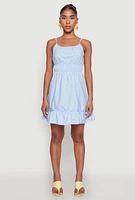 Womens Spaghetti Strap Empire Waist Mini Dress,