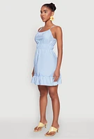Womens Spaghetti Strap Empire Waist Mini Dress,