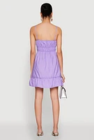 Womens Spaghetti Strap Empire Waist Mini Dress, Purple, Size L