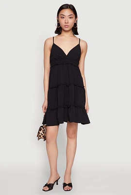Womens Crepe Knit Tiered Midi Dress,