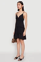 Womens Crepe Knit Tiered Midi Dress,