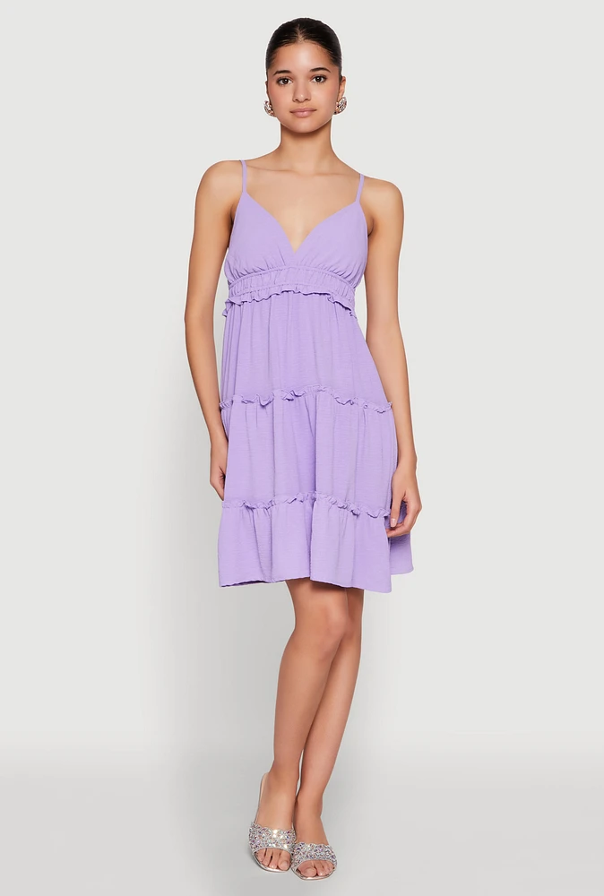 Womens Crepe Knit Tiered Midi Dress,