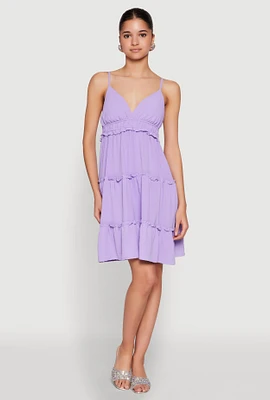 Womens Crepe Knit Tiered Midi Dress,