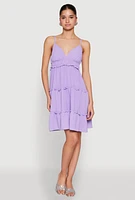 Womens Crepe Knit Tiered Midi Dress,