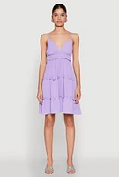 Womens Crepe Knit Tiered Midi Dress,