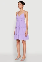 Womens Crepe Knit Tiered Midi Dress,
