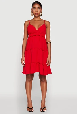 Womens Crepe Knit Tiered Midi Dress,