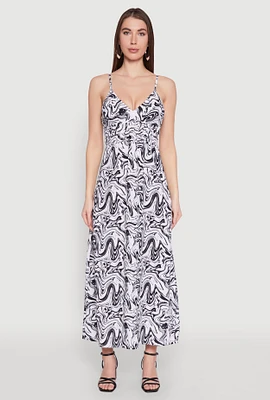 Womens Swirl Print Empire Waist Maxi Dress, Multi, Size S