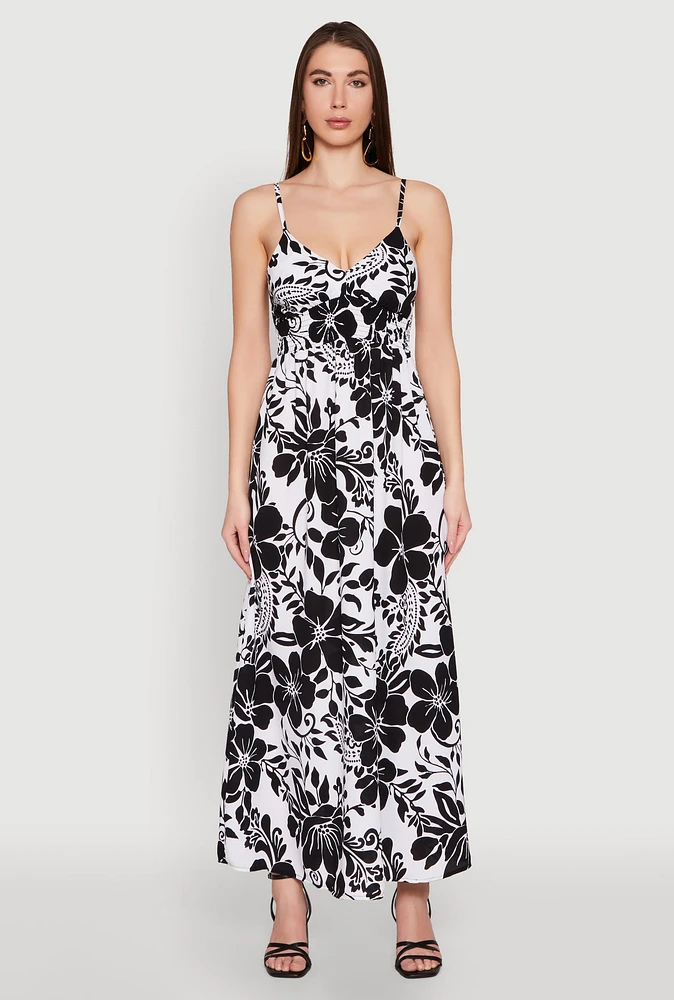 Womens Airy Floral Print Empire Waist Maxi Dress, Multi, Size S