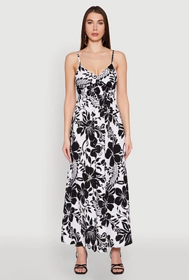 Womens Airy Floral Print Empire Waist Maxi Dress, Multi, Size S