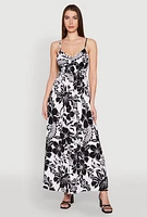 Womens Airy Floral Print Empire Waist Maxi Dress, Multi, Size S