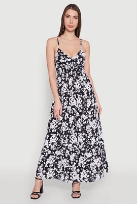 Womens Ditsy Floral Print Empire Waist Maxi Dress, Multi, Size XL