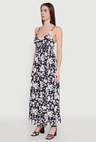 Womens Ditsy Floral Print Empire Waist Maxi Dress, Multi, Size S