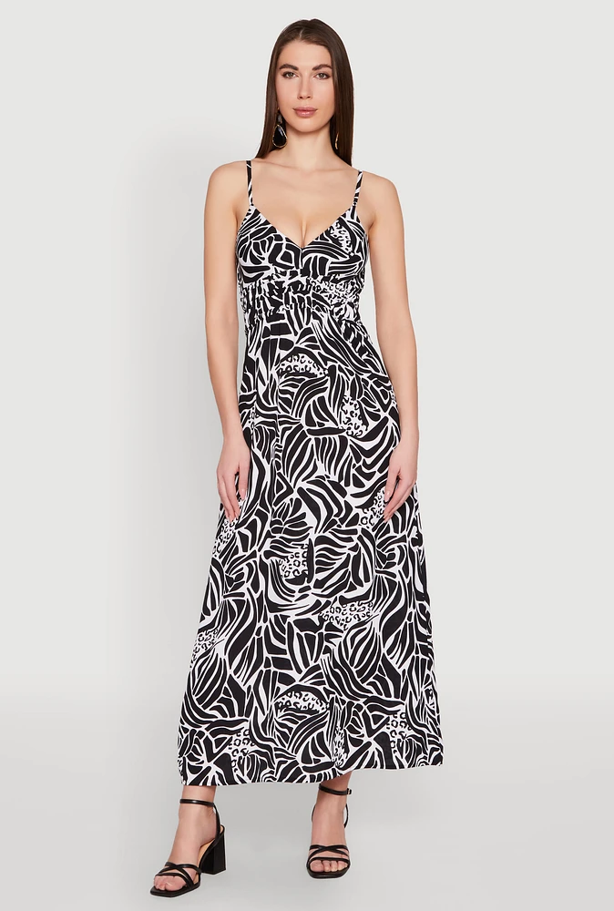 Womens Zebra Leopard Print Empire Waist Maxi Dress, Multi, Size XL