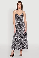 Womens Zebra Leopard Print Empire Waist Maxi Dress, Multi, Size XL