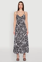 Womens Zebra Leopard Print Empire Waist Maxi Dress, Multi, Size XL