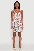Womens Tropical Floral Sleeveless Sundress, Multi,