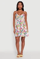 Womens Tropical Floral Sleeveless Sundress, Multi,