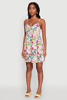 Womens Tropical Floral Sleeveless Sundress, Multi,