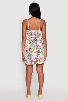 Womens Tropical Floral Sleeveless Sundress, Multi,