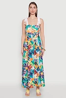Womens Tie Strap Floral Print Dress, Multi, Size S