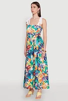 Womens Tie Strap Floral Print Dress, Multi, Size S