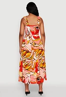 Womens Printed Pattern Smocked Tiered Dress, Multi,