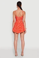 Womens Hook and Eye Bustier Skater Dress, Red, Size XL