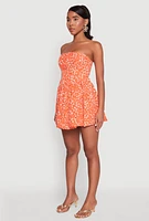 Womens Floral Strapless Corset Skater Dress,