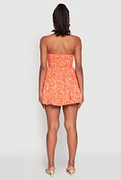 Womens Floral Strapless Corset Skater Dress,