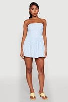 Womens Floral Strapless Corset Skater Dress, S