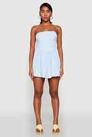 Womens Floral Strapless Corset Skater Dress, S