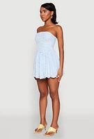 Womens Floral Strapless Corset Skater Dress, S