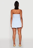 Womens Floral Strapless Corset Skater Dress, S
