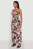 Womens Floral Print Keyhole Detail Empire Waist Dress, Multi, Size M