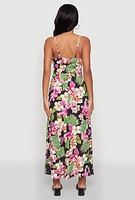 Womens Floral Print Keyhole Detail Empire Waist Dress, Multi, Size M